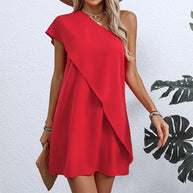 Damen asymmetrisches Party-Kleid mit einem Schulterdesign WW