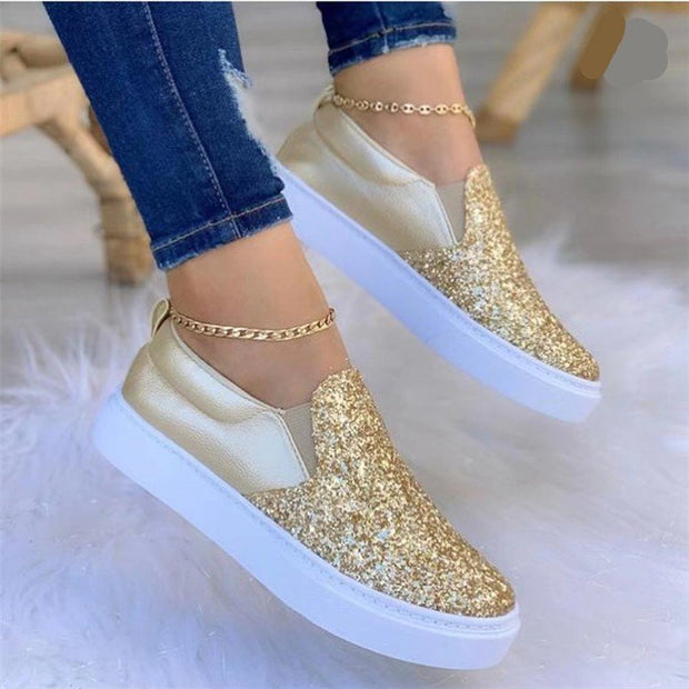 Damen Slip-On Sneakers mit glitzerndem Obermaterial und bequemem Einstieg W&W