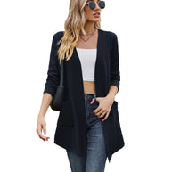 Damen Strickjacke mit offener Front und eingearbeiteten Taschen WW