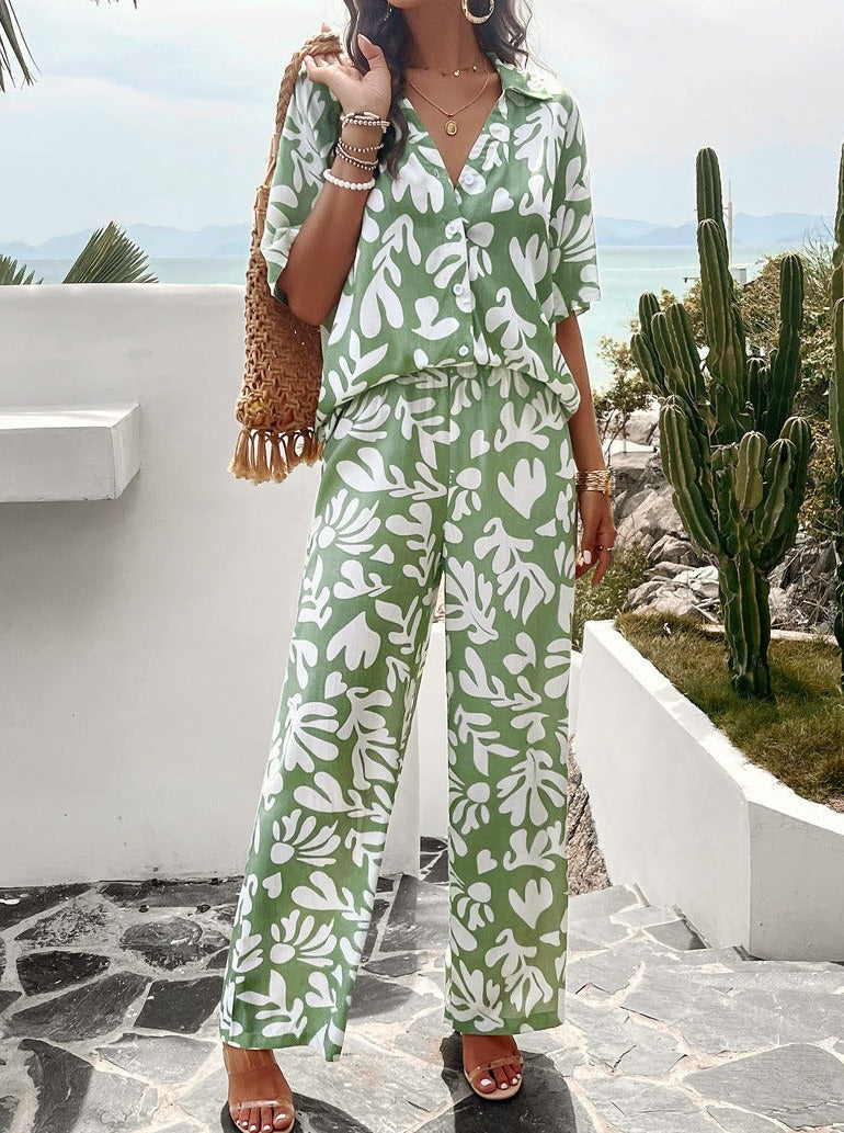 W&W Mode | Sommeranzug mit Print und kurzen Ärmeln