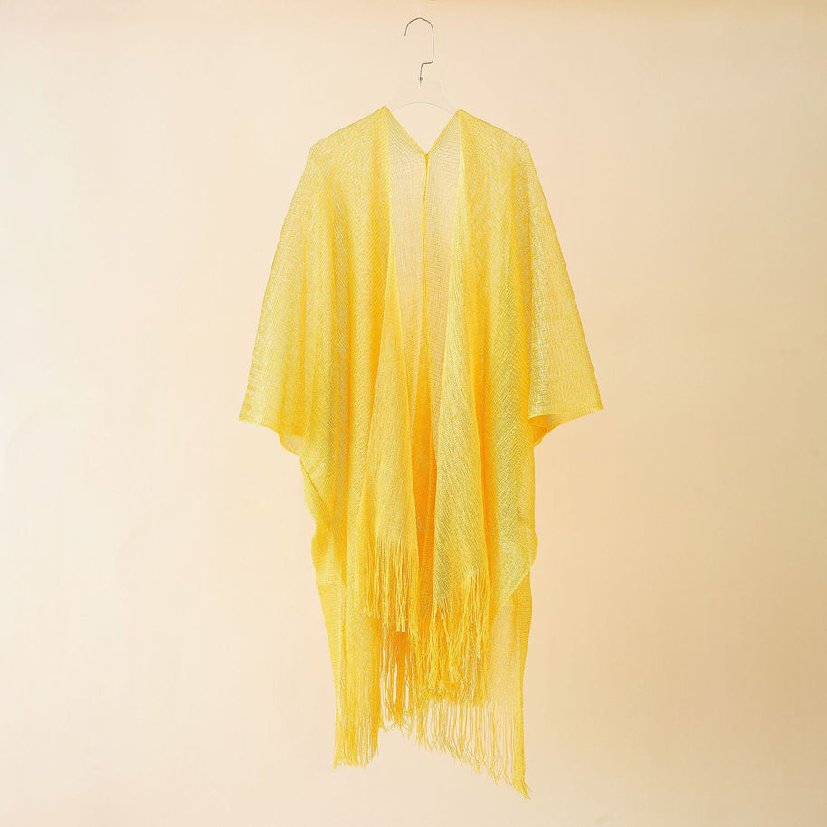 Damen Fransen-Kimono aus transparenter, luftiger Struktur WW