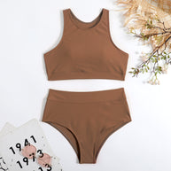 Damen Sport-Bikini-Set mit hohem Bund und Racerback-Top WW