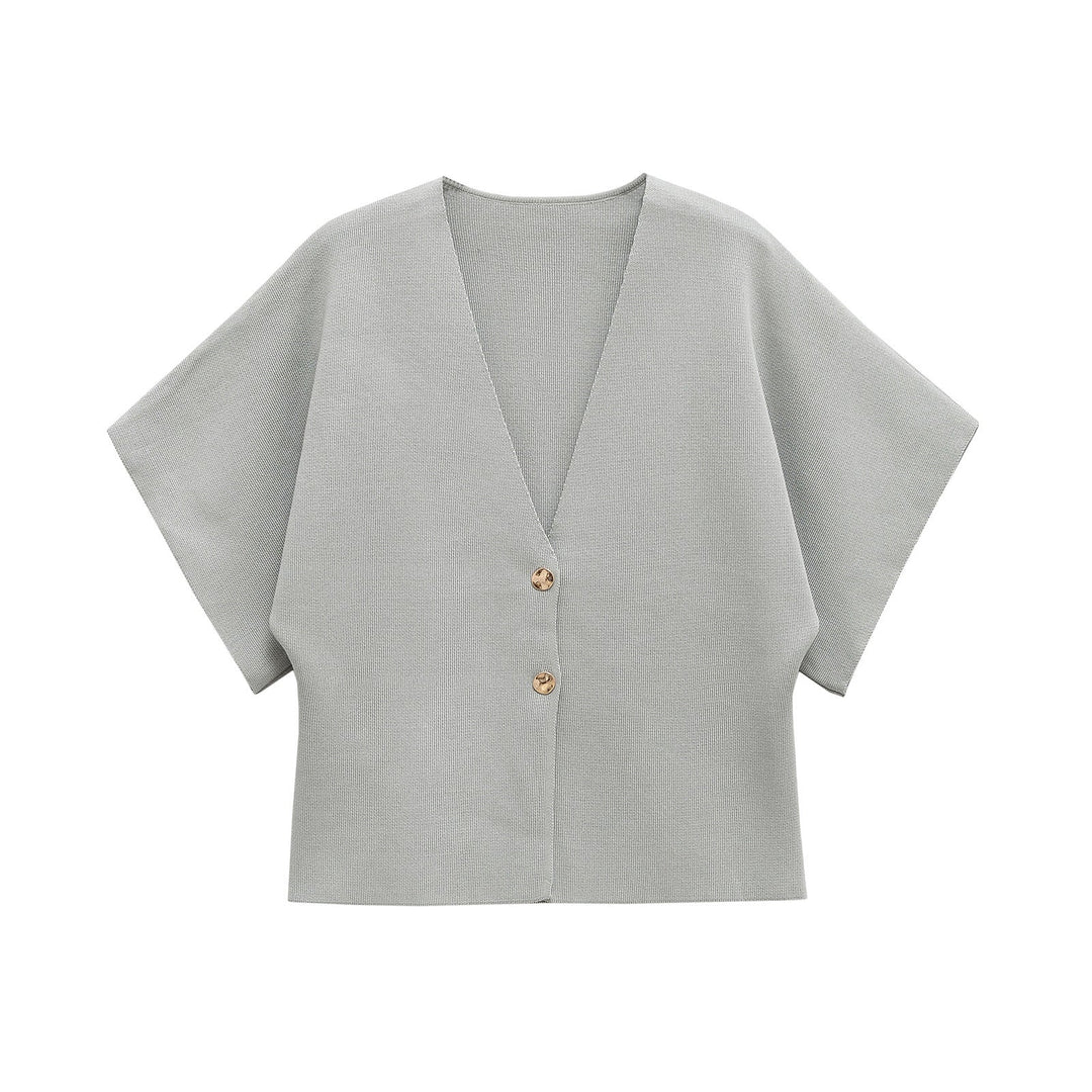 Damen leichte Strickjacke mit elegantem V-Ausschnitt und luxuriösen Knopfdetails W&W Mode