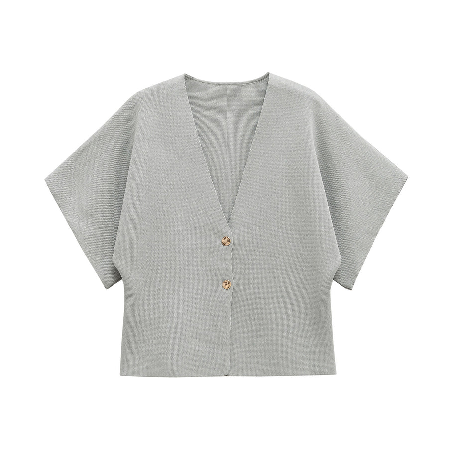 Damen leichte Strickjacke mit elegantem V-Ausschnitt und luxuriösen Knopfdetails WW
