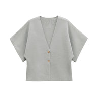 Damen leichte Strickjacke mit elegantem V-Ausschnitt und luxuriösen Knopfdetails WW