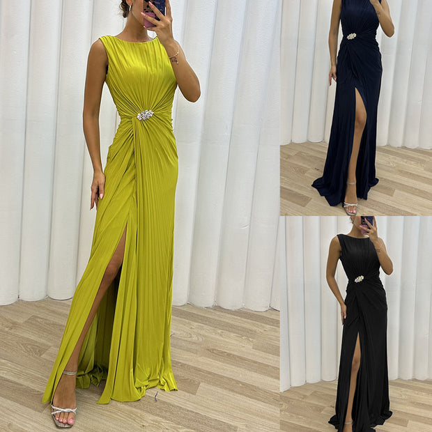 Damen Abendkleid mit eleganter Drapierung und schulterfreier Optik WW