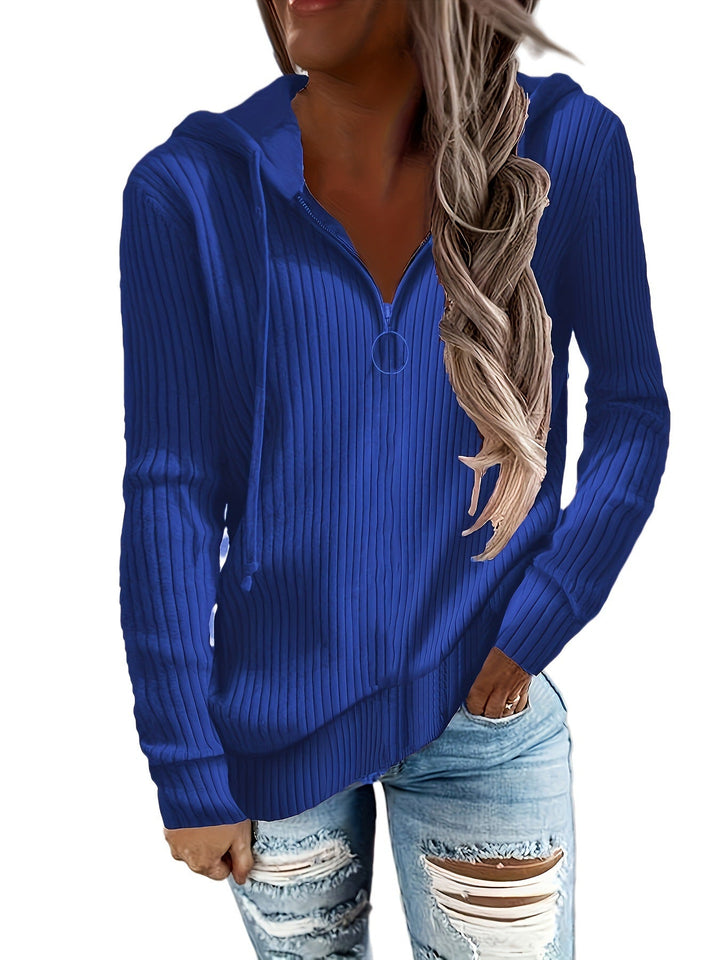 Damen Hoodie mit Reißverschluss und lässigem Rippenstrickdesign W&W Mode