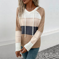 Damen lässiger Pullover mit strukturiertem Muster und Kapuze WW