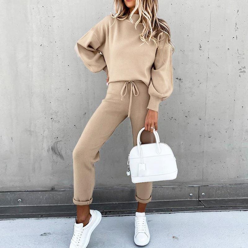 Damen Freizeitleggings mit hoch gezogenem Taillenbund und lässigem Sweater WW