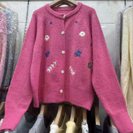 Damen Strickjacke mit floralen Stickereien WW