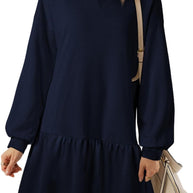 Damen Pulloverkleid mit Volant-Saum und lässigem Schnitt WW