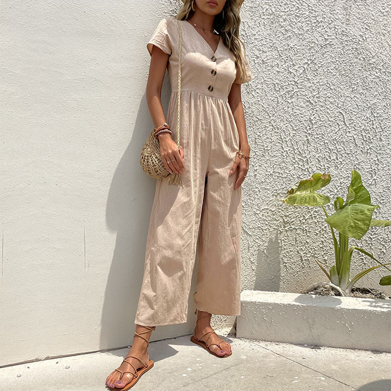 Damen Jumpsuit mit knöpfbaren Details und luftigem Schnitt WW