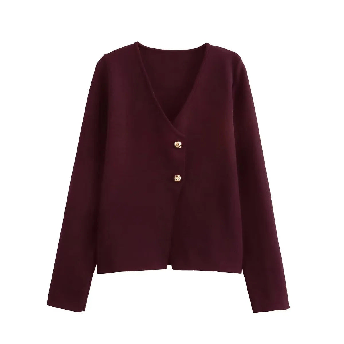 Damen angenehm weicher Strickpullover mit elegantem V-Ausschnitt und maritimen Knopfdetails WW