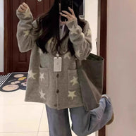 Damen Strickjacke mit Sternenmuster und praktischen Taschen WW