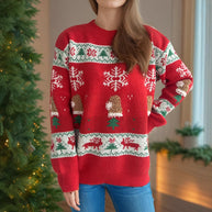 Damen Weihnachts-Pullover mit festlichen Motiven und weichem Strick WW