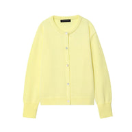 Damen stilvolle Strickjacke mit Knopfleiste und Rundhalsausschnitt WW