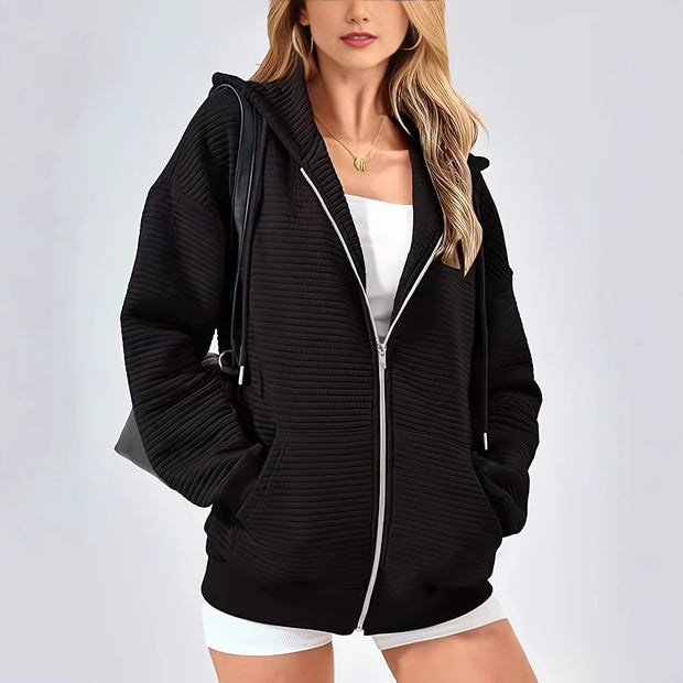 Damen sportliche Kapuzenjacke mit strukturiertem Schnitt und praktischen Taschen WW