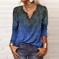 Damen Langarmshirt mit detailliertem Druck und Knopfleiste WW
