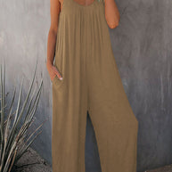 Damen Lässiger Jumpsuit mit weit geschnittenen Beinen und praktischen Taschen WW