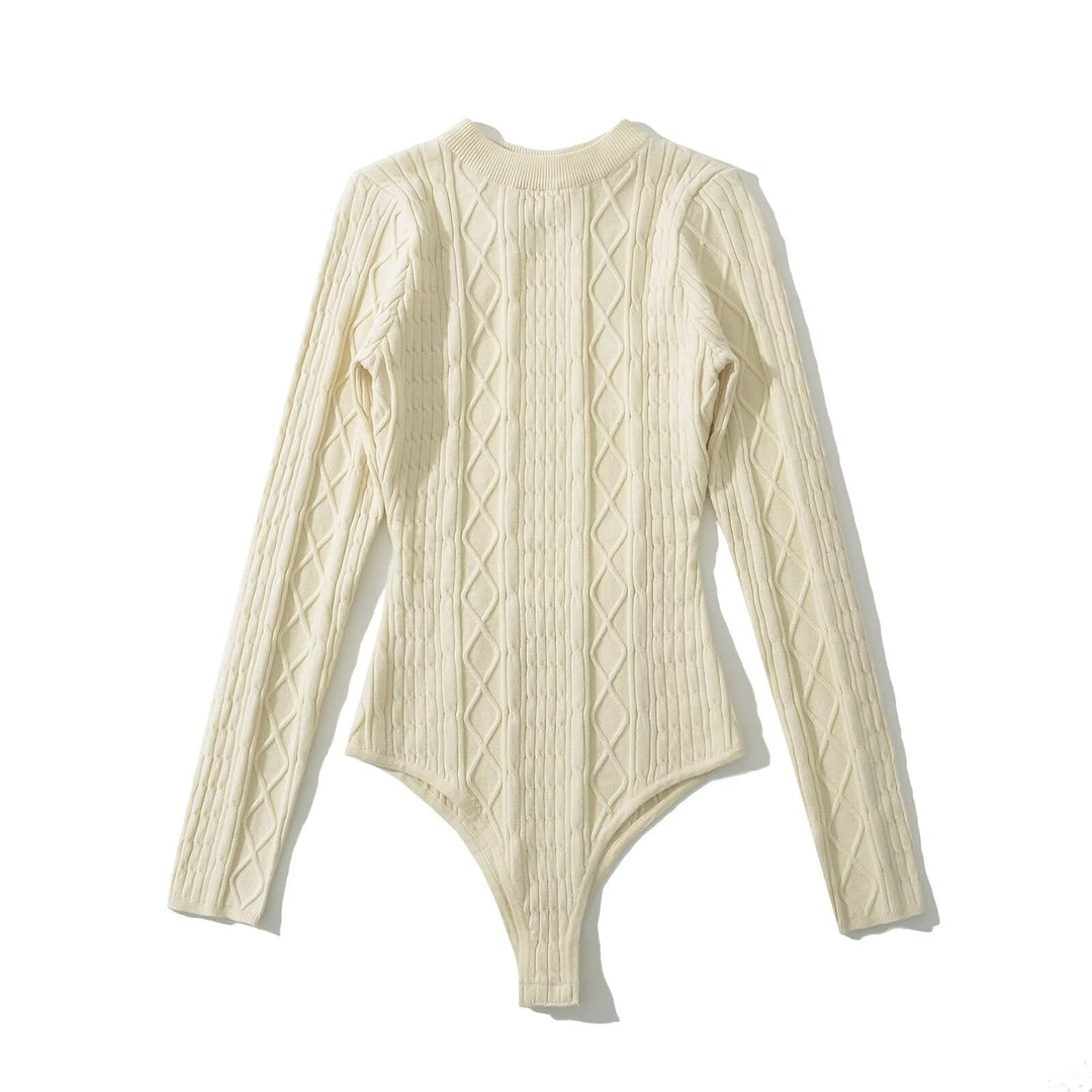 Damen Langarm Bodysuit mit strukturiertem Design W&W Mode