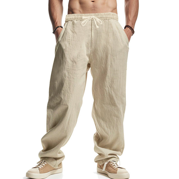 Herren Leichte Leinenhose mit elastischem Bund und praktischen Eingrifftaschen W&W Mode