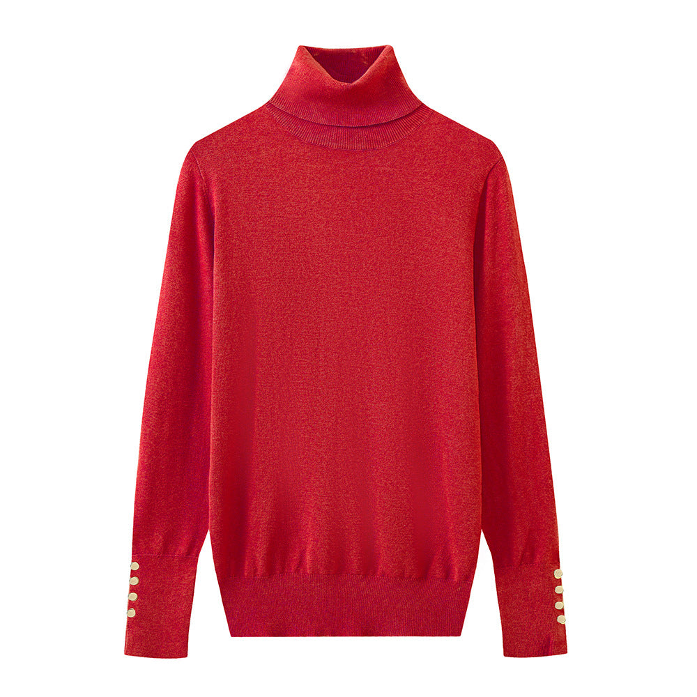 Damen Rollkragenpullover mit eleganten Knopfdetails WW