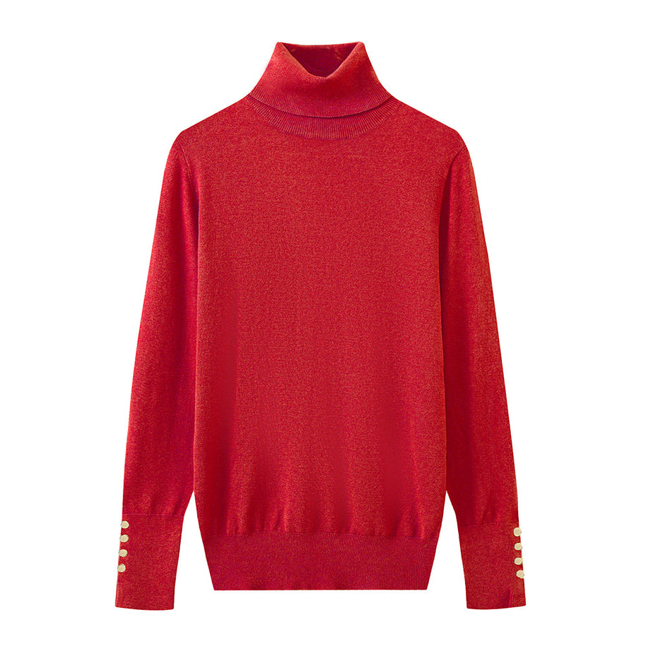 Damen Rollkragenpullover mit eleganten Knopfdetails WW