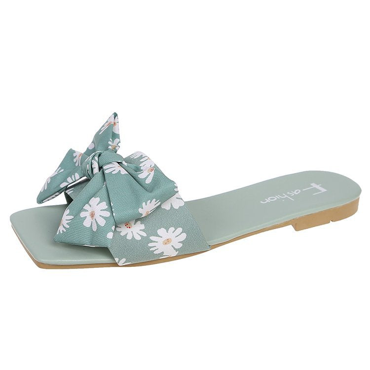 Damen modische Slipper mit verspieltem Blumenmuster und eleganten Schleifen WW