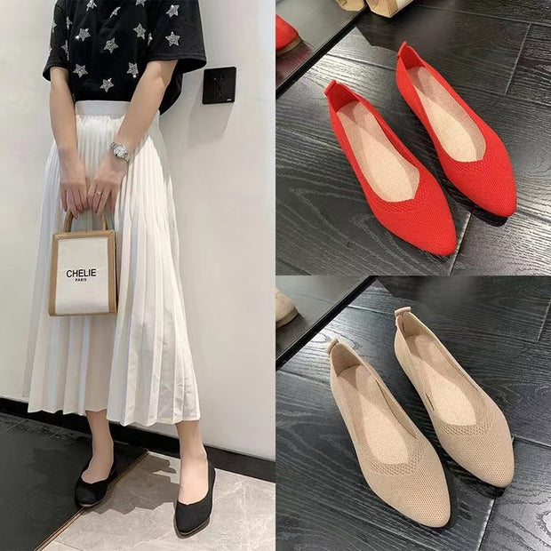 Damen Atmungsaktive Strickspitze Ballerinas WW
