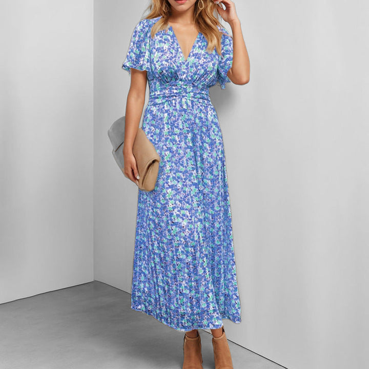 Damen Maxikleid mit floralem Schnitt und elegantem Wickeloberteil W&W Mode