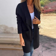Damen lässiger oversize Mantel mit offenem Kragen und praktischen Taschen WW