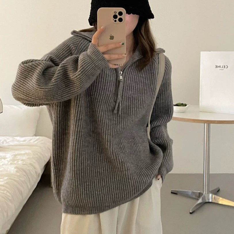 Damen kuscheliger Hoodie mit hochschließendem Reißverschluss WW