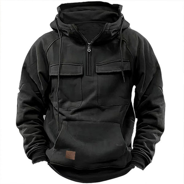 Herren funktionale Kapuzenpullover mit praktischen Taschen und kurzem Reißverschluss WW