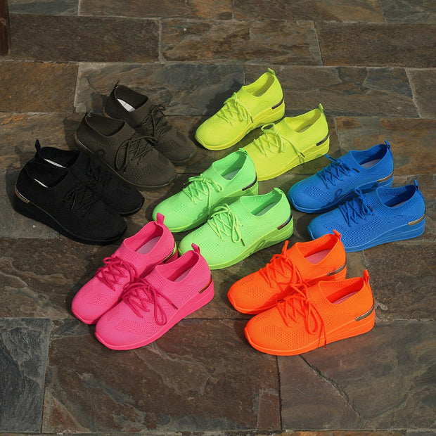 Damen bequeme Sport-Sneaker mit atmungsaktivem Obermaterial und eleganter Plateausohle WW