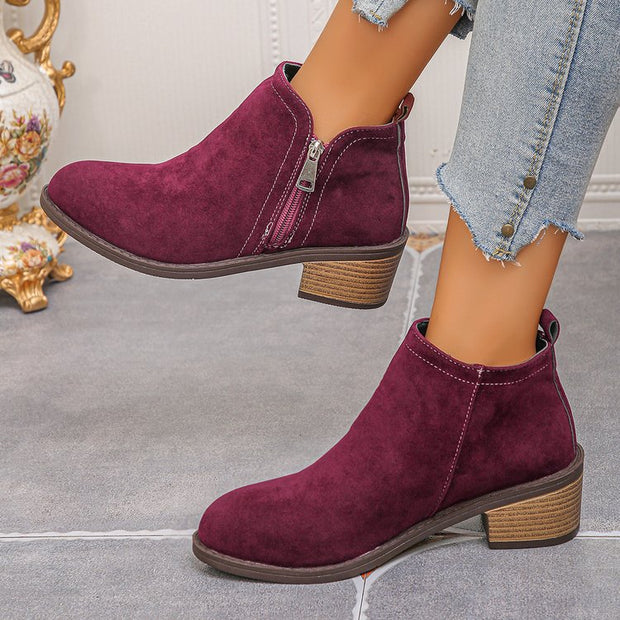 Damen Biker-Stiefeletten mit seitlichem Reißverschluss und modischer Struktur WW