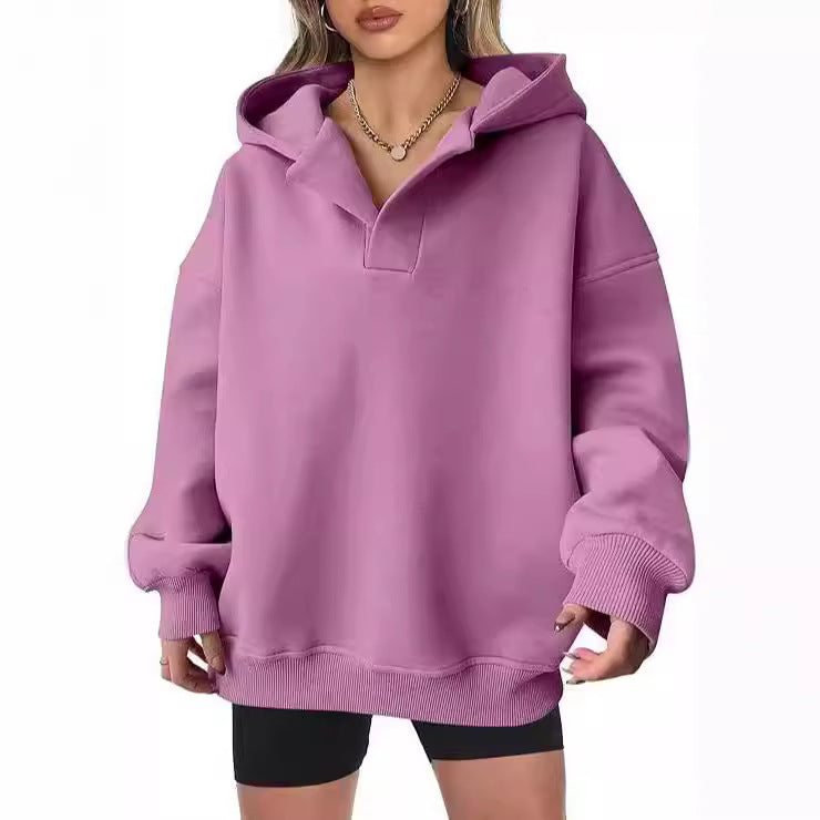 Damen Oversized Kapuzenpullover mit Kängurutasche WW