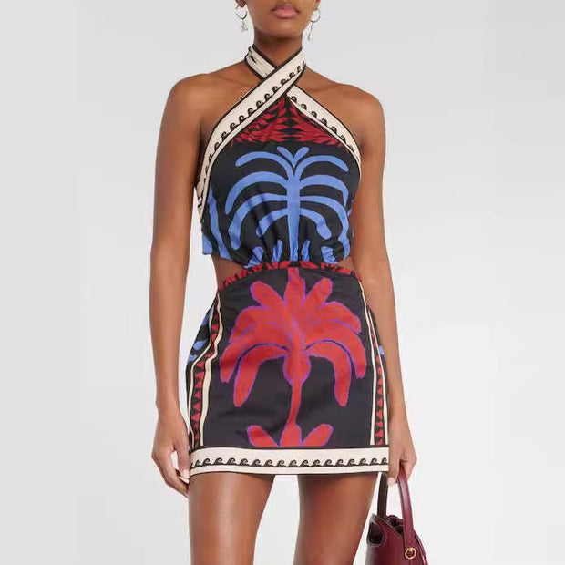 Damen Cut-Out Maxikleid mit asymmetrischem Design und floralen Mustern WW