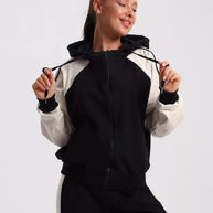 Damen sportlicher Fleece-Jogginganzug mit modischem Reißverschluss WW