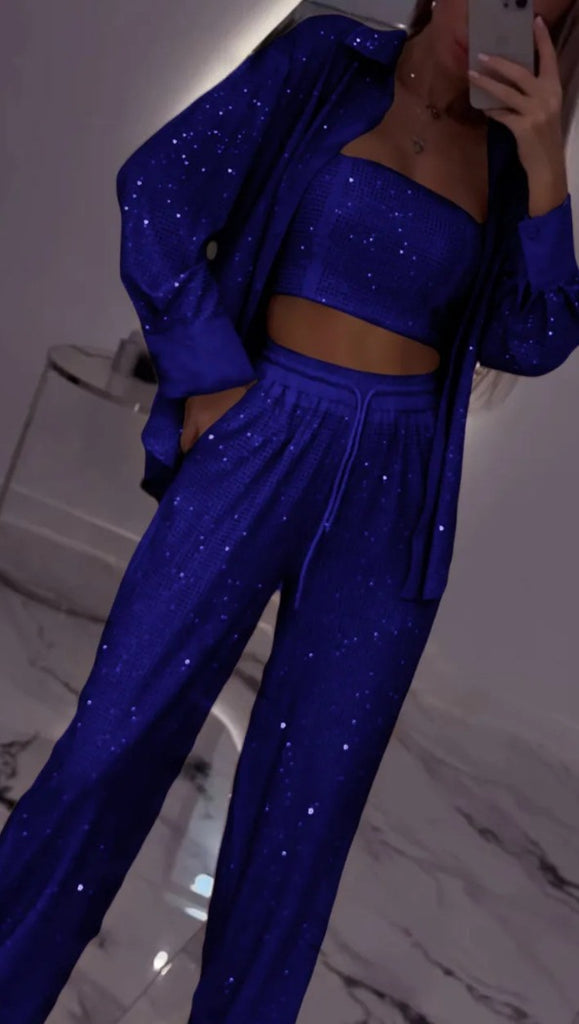 Damen Pailletten Lounge Set WW