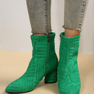 Damen Stiefeletten mit zeitgemäßem Strickdesign und komfortablem Blockabsatz WW