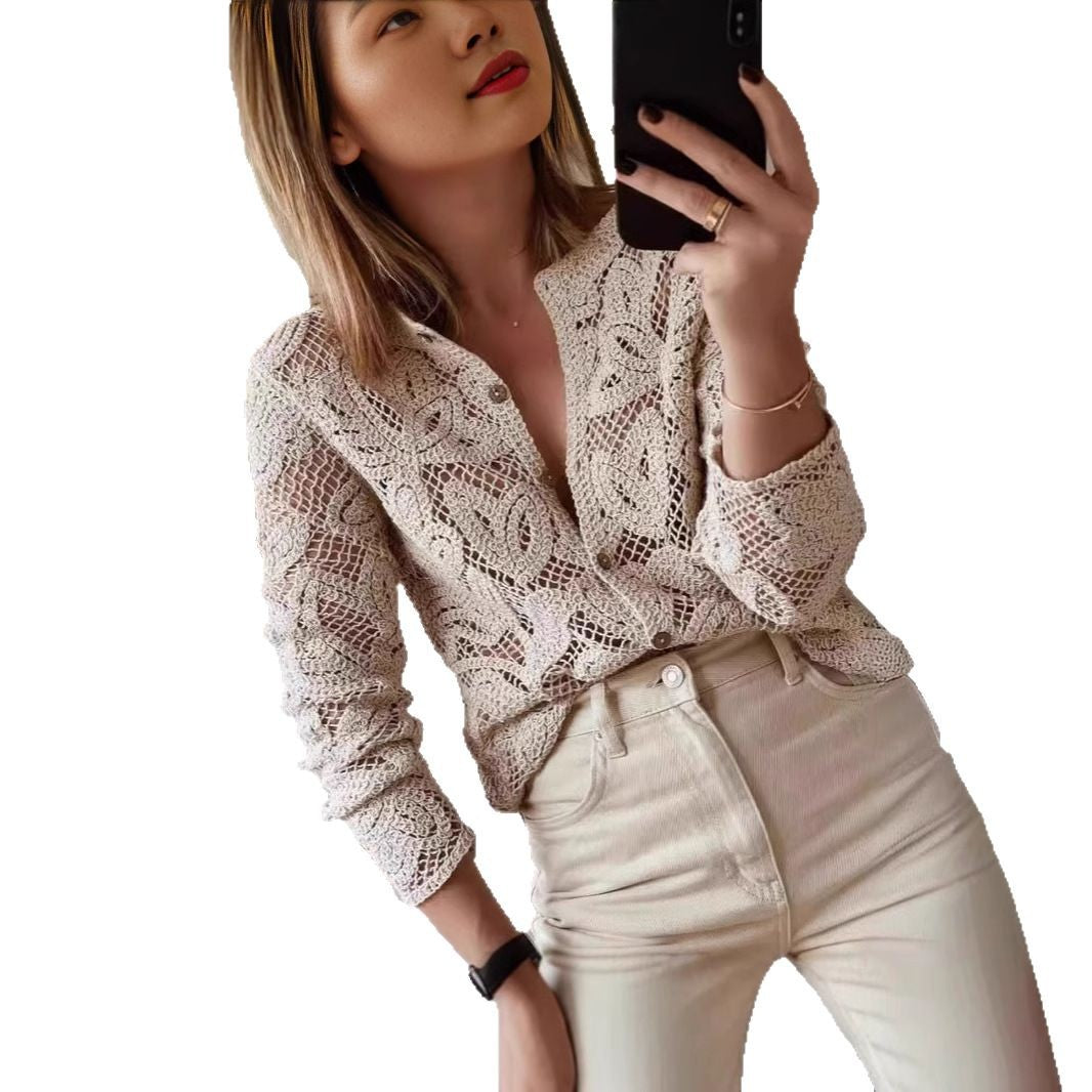 Damen Strickbluse mit filigranem Muster WW