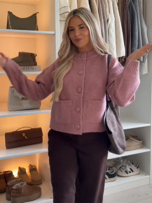 Damen Strickjacke mit übergroßem Schnitt und Knopfdetails WW