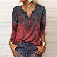 Damen Langarmshirt mit detailliertem Druck und Knopfleiste WW