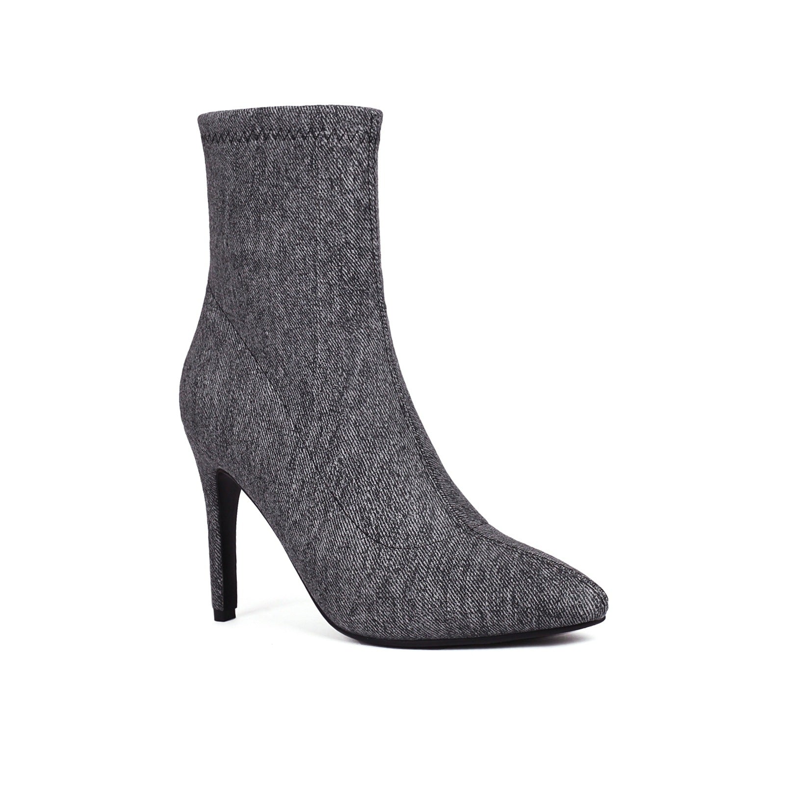 Damen Spitz-Zeh Denim Stiletto Booties WW
