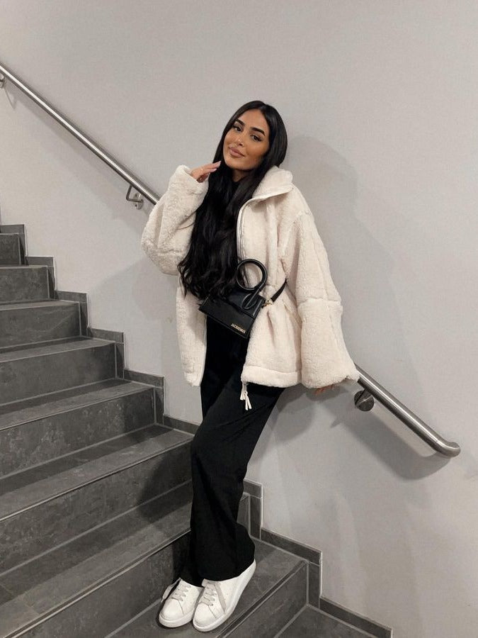 W&W Mode | Damen Teddyjacke Warm Oversized Mit Reißverschluss