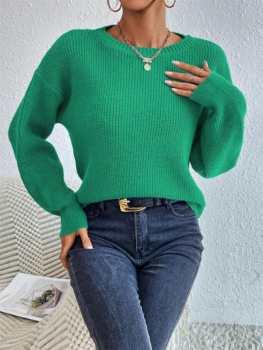 Damen lässiger Strickpullover mit lockerer Passform und eleganten Rippdetails WW