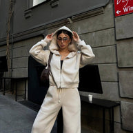 Damen sportlicher Fleece-Hoodie und lässige Jogginghose Set WW