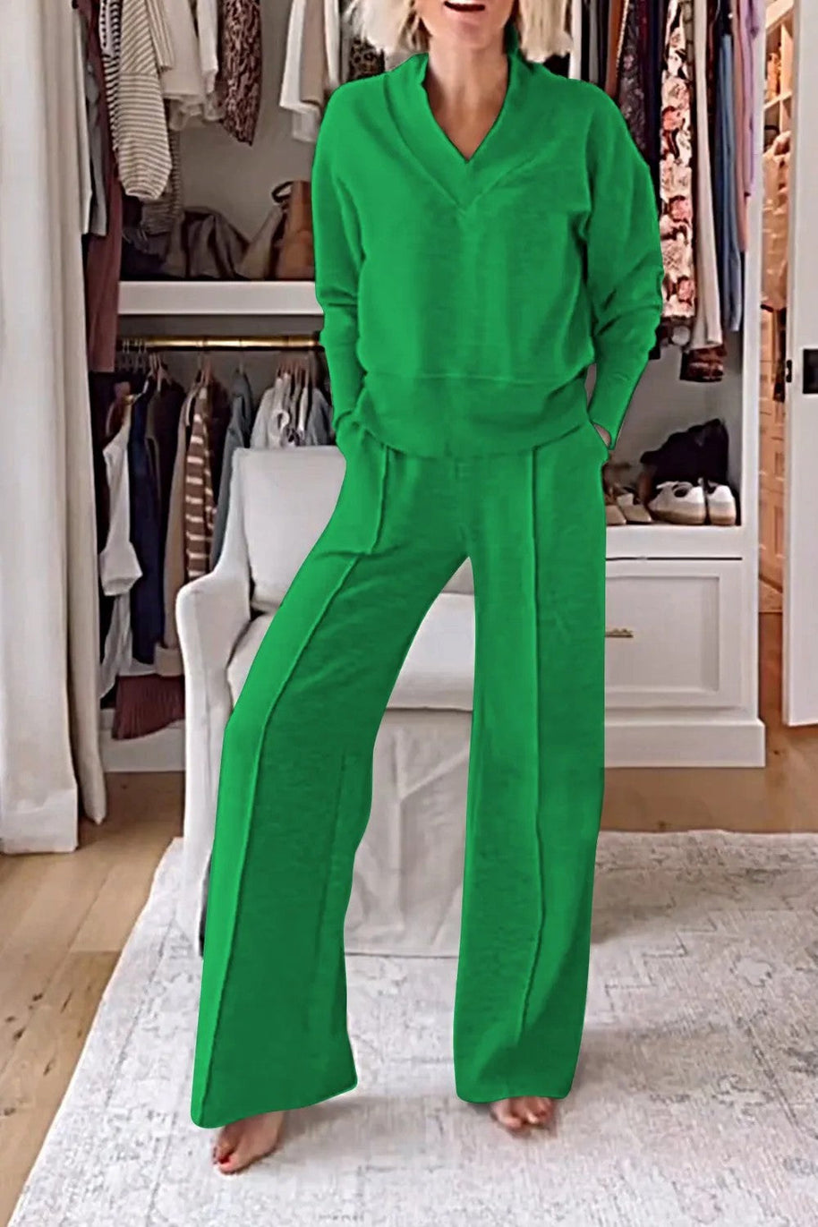 WW | Lockeres Oberteil und Hose mit weitem Bein Set