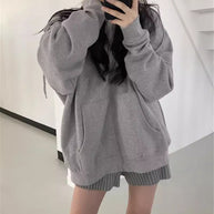 WOLF Zip-up Oversized Solid Pocket Hooded Langarm Lose Baseball Jacke