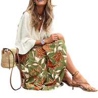 Damen Fließender Maxi-Rock mit floralem Design und asymmetrischem Saum WW